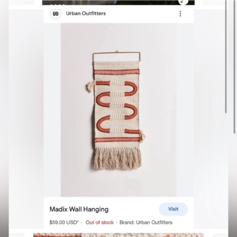NWOT! Urban Outfitters Mason Wall Hanging. Sold out online!